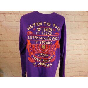 Tribal-Inspired Purple Long Sleeve Tee Listen To The Wind Purple Medium